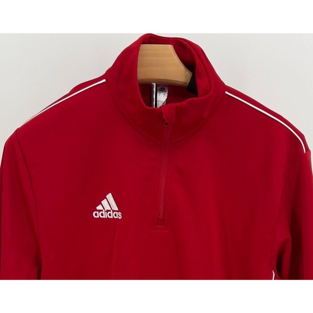 Adidas Men's 1/4 Zip Pullover Polo Shirt Red White Accents Size S Small